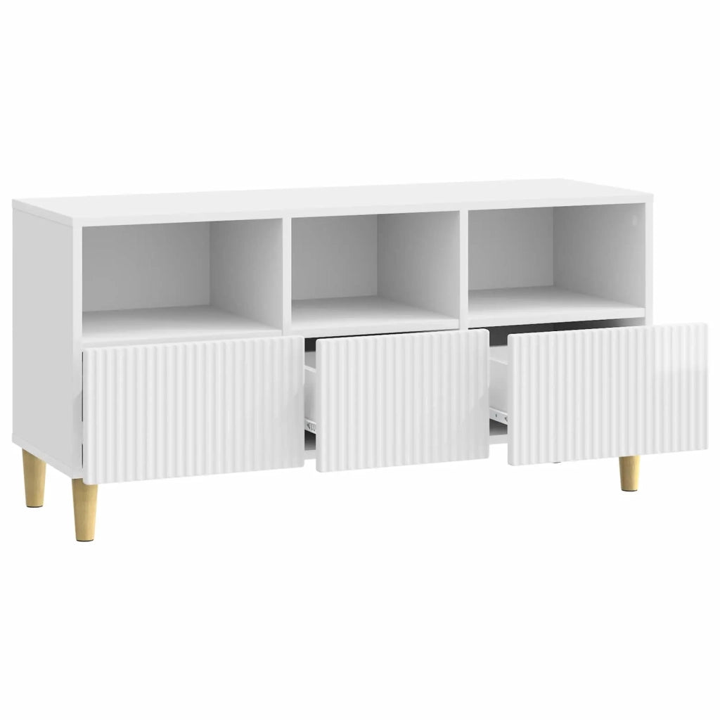 Mobile TV Bianco Lucido 102 x 34,5 x 50 cm Legno ingegnerizzato