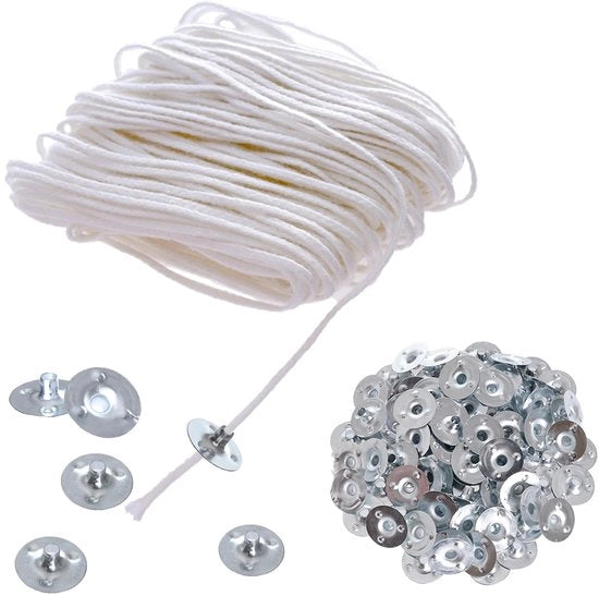 Luminaria a candelabro in cotone, 75 fili di candela con 100 pezzi di base metallica, per lanterne da Natale DIY