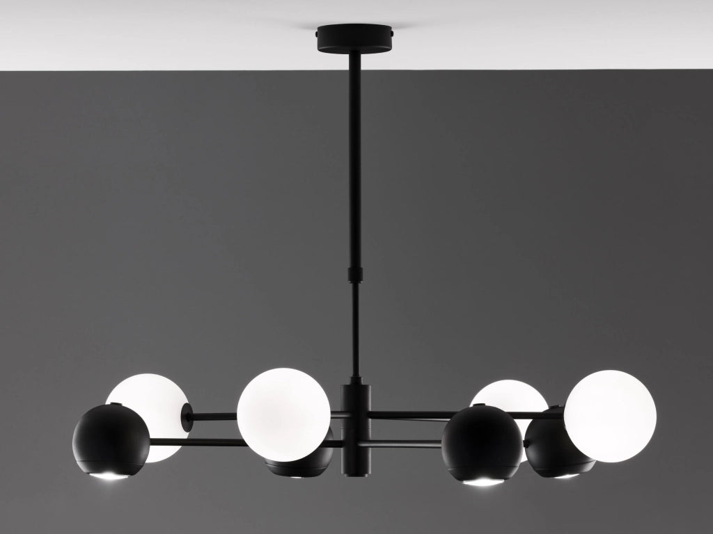 Lampada a sospensione MOKA nera 8 luci G9/GU10 Jupiter