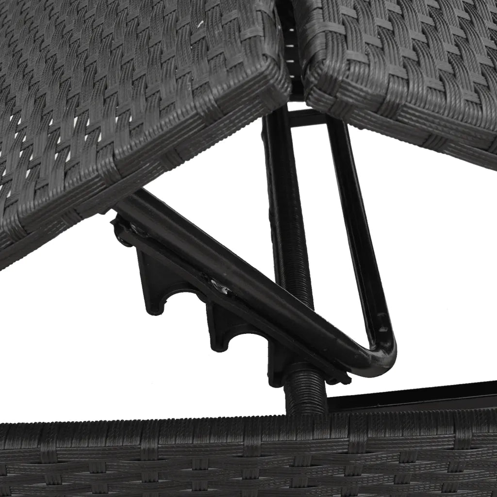 Lettino Prendisole | Sdraio da giardino | Lettino da sole con Cuscino Nero in Polyrattan
