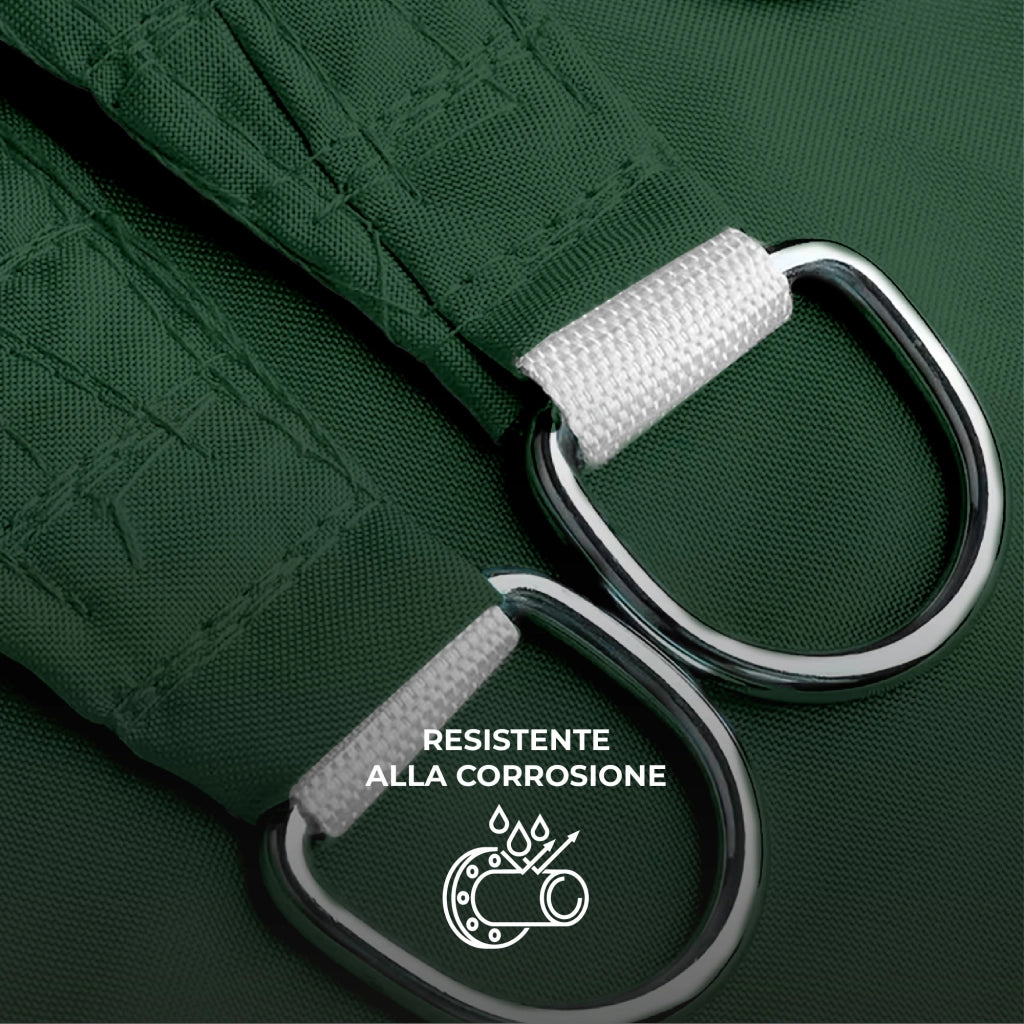 Tenda a Vela Ombreggiante Impermeabile con Anelli Rinforzati Copertura Sole per Giardino Terrazzo Balcone Patio Diverse Forme e Misure Verde - Rettangolare3x4 Metri