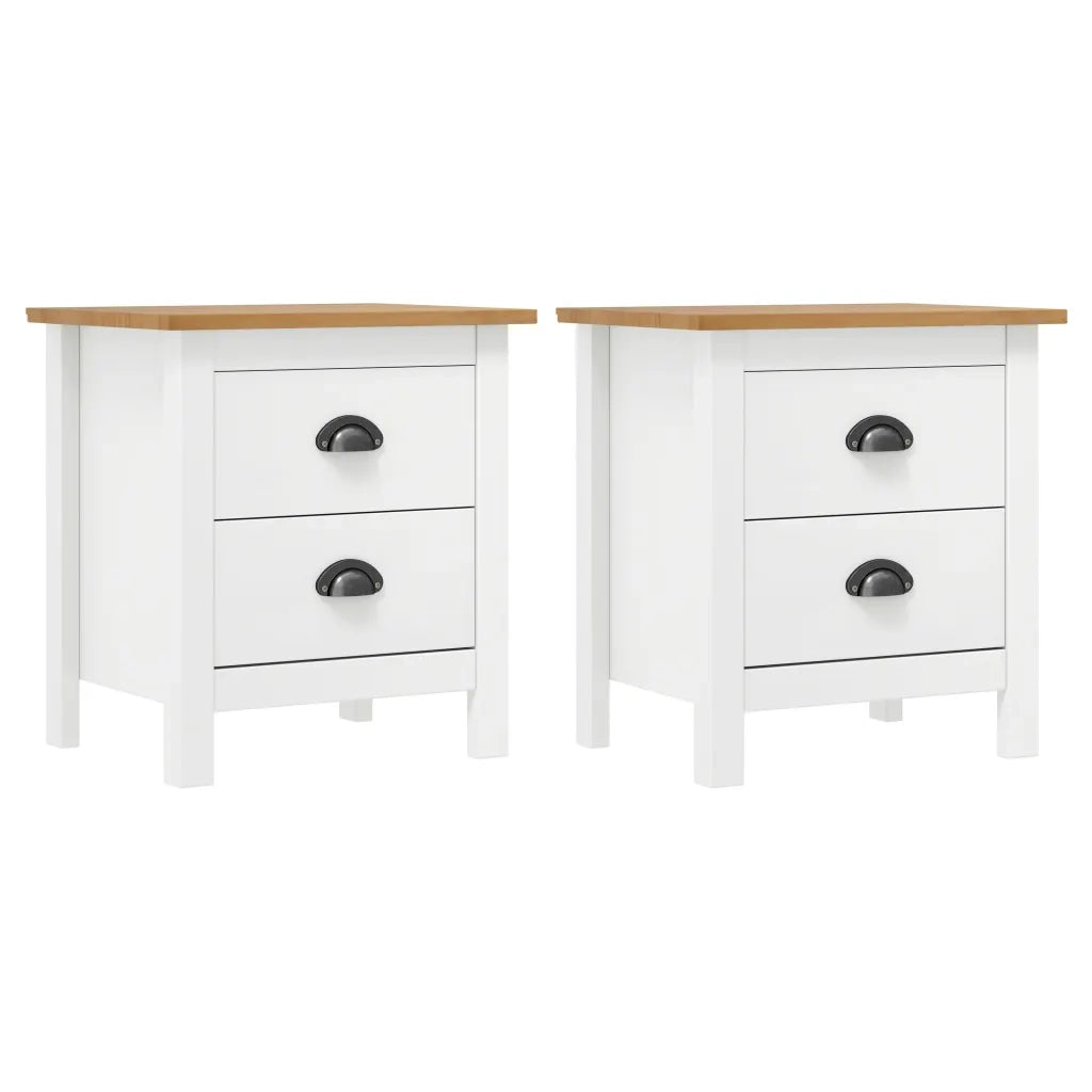 Comodini Hill Bianchi 2 pz 46x35x49,5 cm Legno Massello di Pino cod mxl 38754