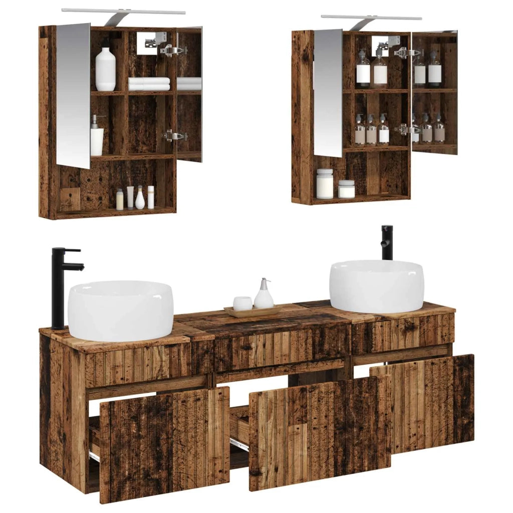 Set di Armadi da Bagno 5 pcs Legno antico 50 x 14,5 x 70 cm 3406645