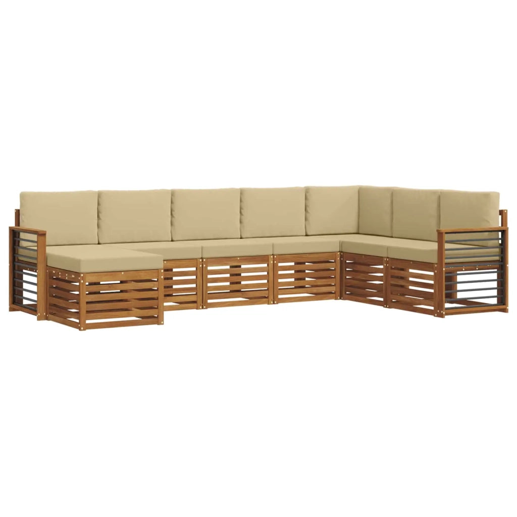 Set di divani da esterno con cuscino 8 pcs Naturale e Beige