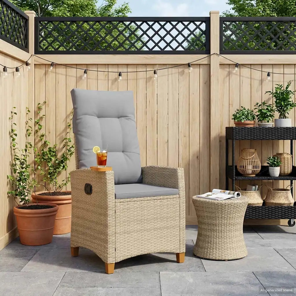 Poltrona reclinabile con tavolino 62 x 64 x 112 cm polyrattan