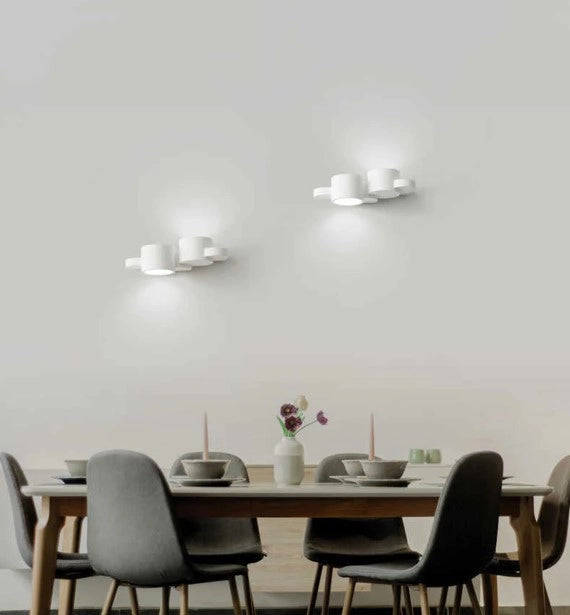 CHIO applique da Parete 2 Luci Up/Down in gesso bianco attacco GX53 34x15cm