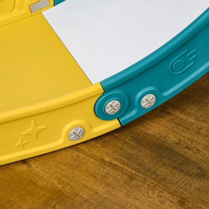 Scivolo per bambini 4 in 1 giallo con canestro, cannocchiale e arrampicata per gioco attivo
