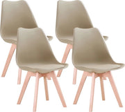 Set di 4 sedie da pranzo - Sedie - Sedie da ufficio - Sedie imbottite - Gambe in legno di faggio - Piedi in legno di faggio - Beige