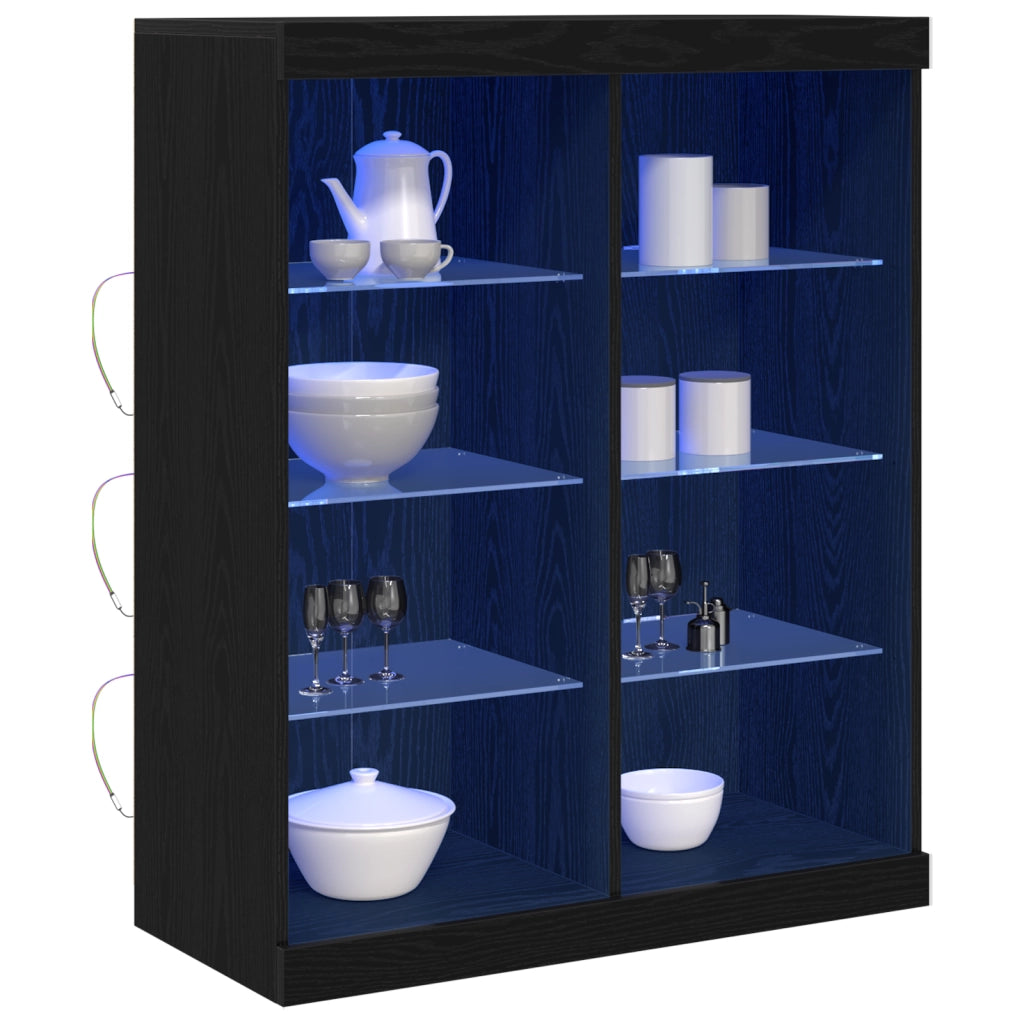 Sideboard con luci LED Nero Rovere 41x37x100 cm