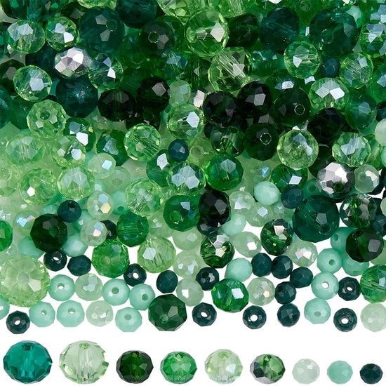 1000 pezzi di perle di vetro verde a forma di rondelle per DIY di gioielleria