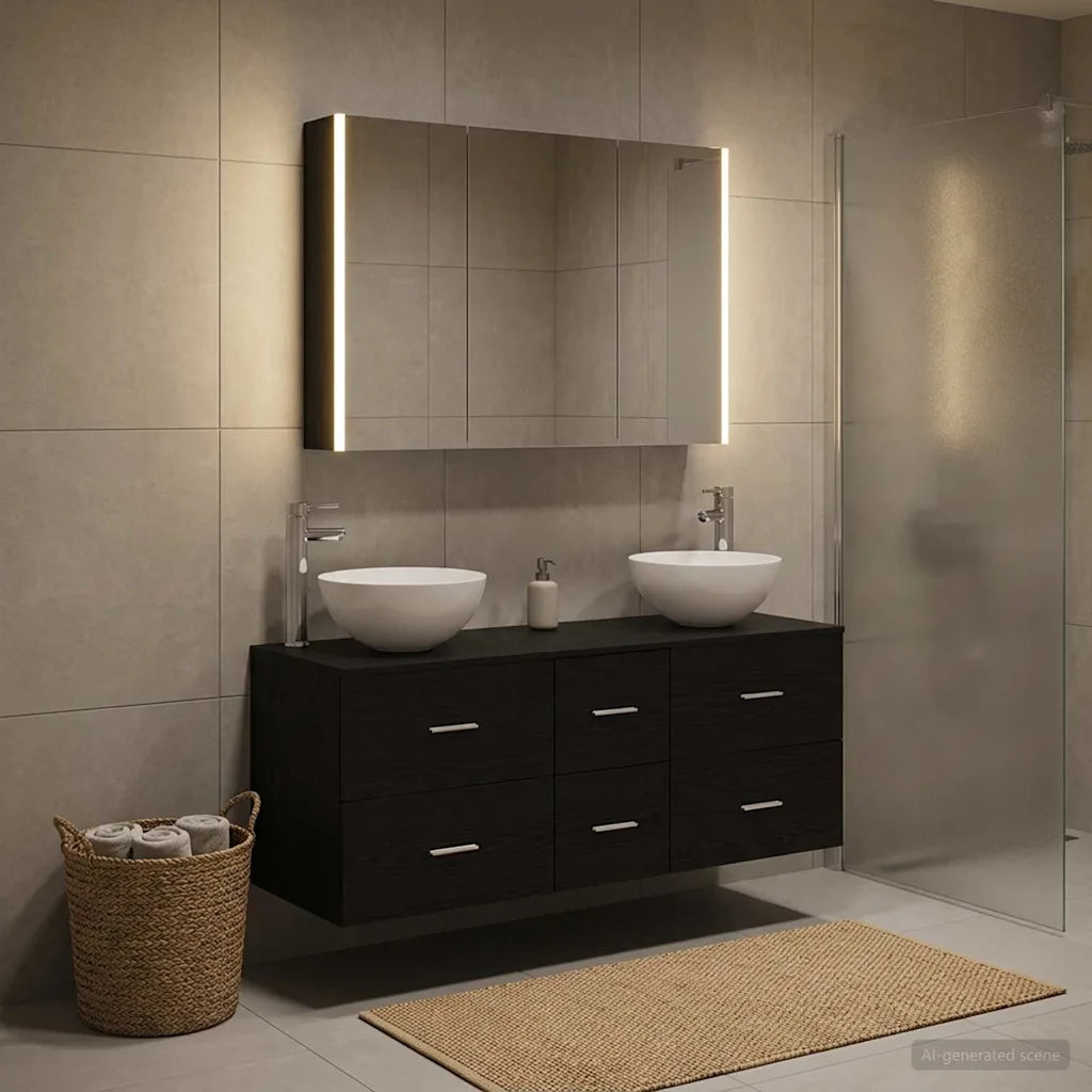 Set di mobili per il bagno 4 pcs Rovere Nero 3406744