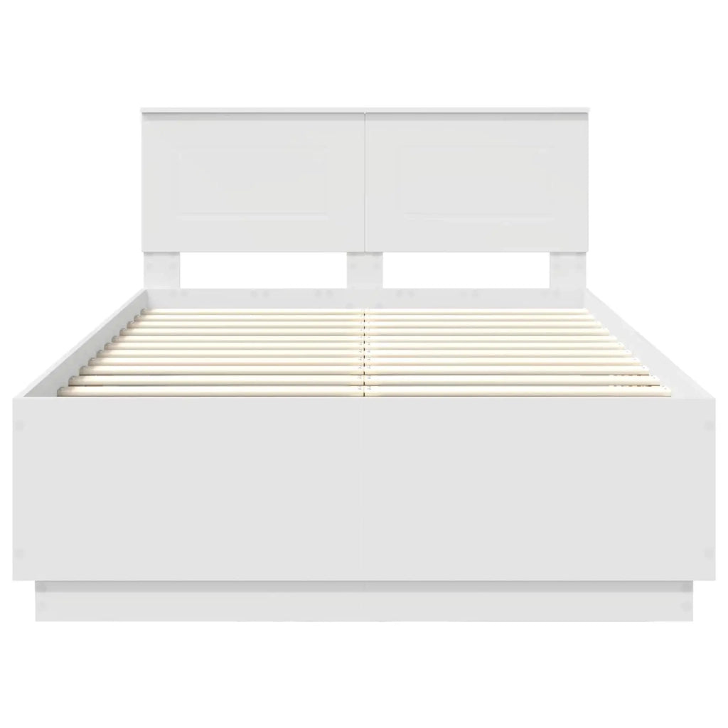 Letto matrimoniale | Letto per adulti | Struttura del letto Bianco 135 x 190 cm Legno multistrato