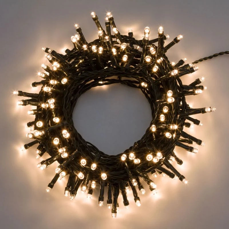 Catena Minilucciole 320 Led Luce Calda 14,8 Metri 8 Giochi Luce Lotti