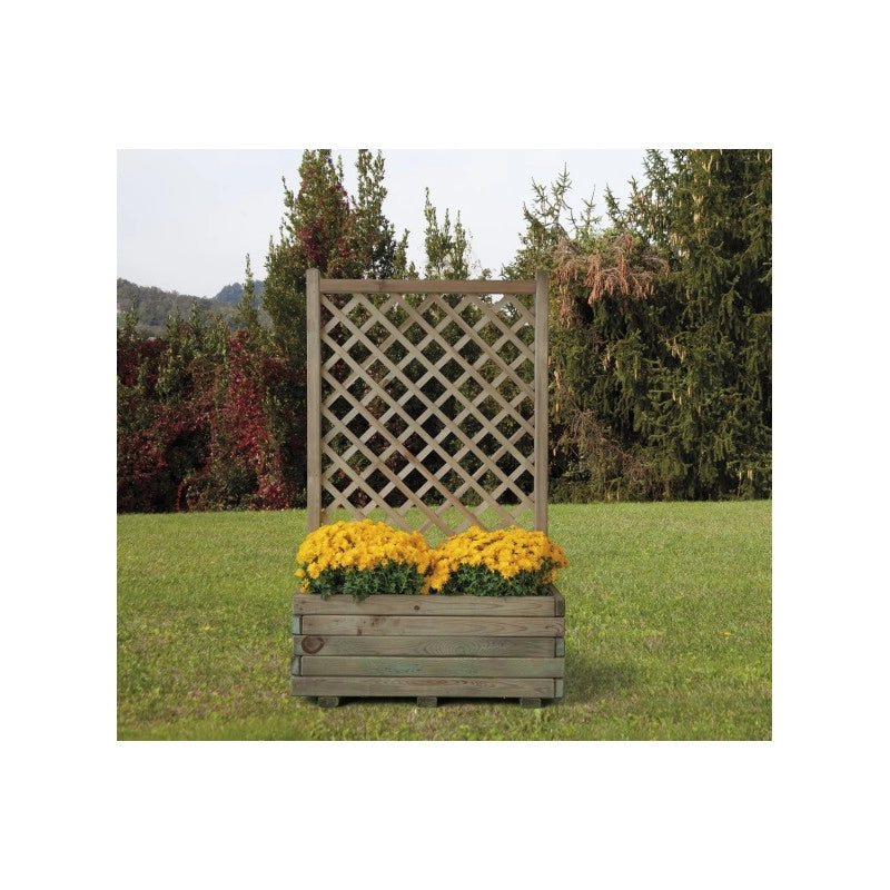 Fioriera con grigliato in legno 2 pezzi totali, dimensioni 80x40x135 cm con supporto rampicanti da esterno - Esterni da Vivere