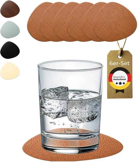 Set di Sottopiedini in Pelle di Bison - Antiscivolo e Lavabile - Protezione Perfetta per la Tavolo - Sottopiedini in Pelle di Bison - Realizzato in Germania