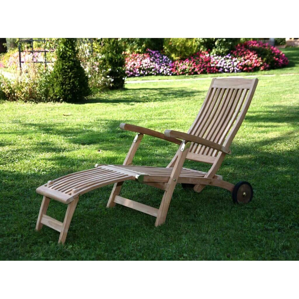 Lettino prendisole in Legno Teak cm 170x61x97 - MILES