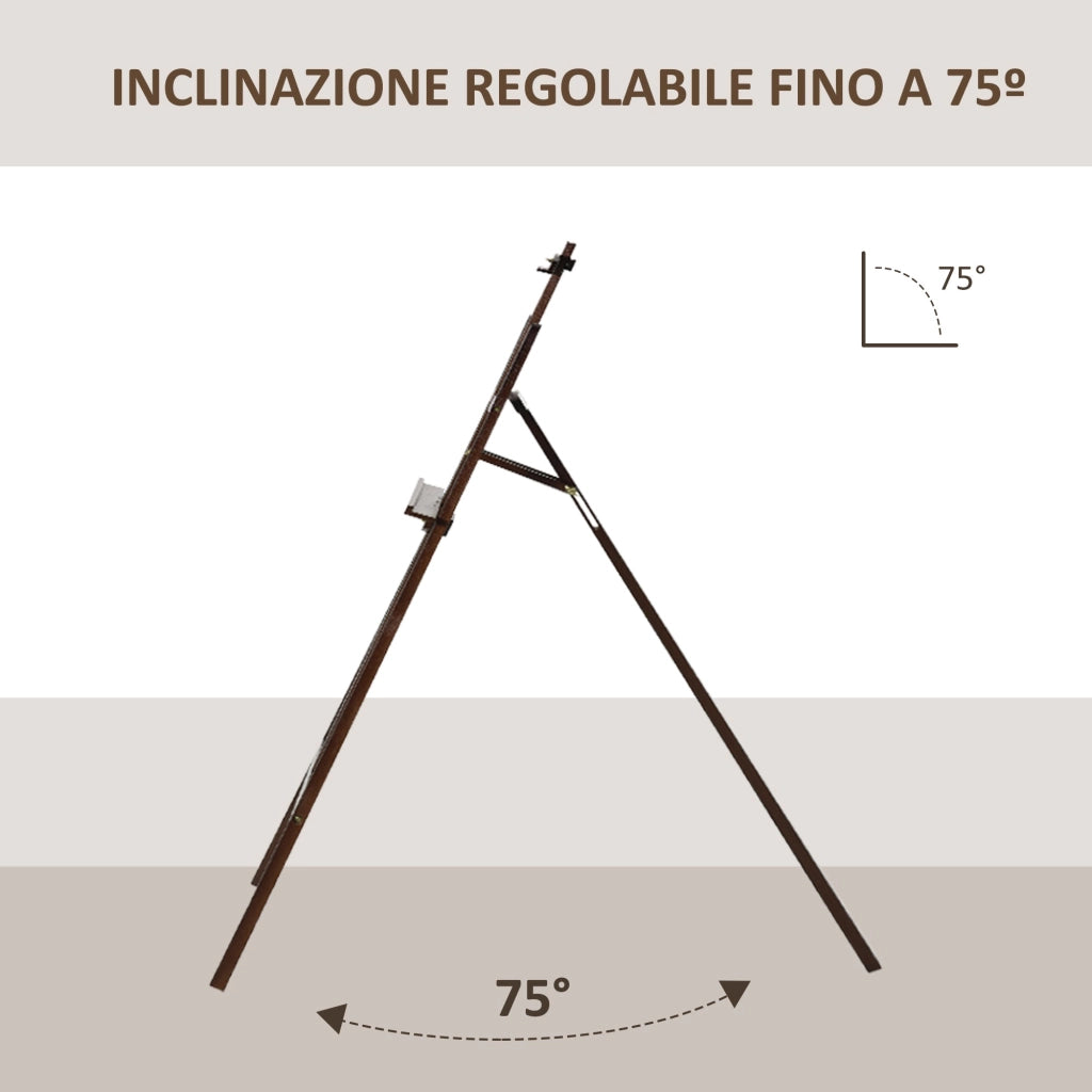 Cavalletto Treppiede da Pittura 51,5x71,5x134,5 cm in Legno di Pino Marrone