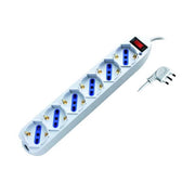 Multiprese 6 Prese con Interruttore Schuko/Bipasso 90° Bianco 10A