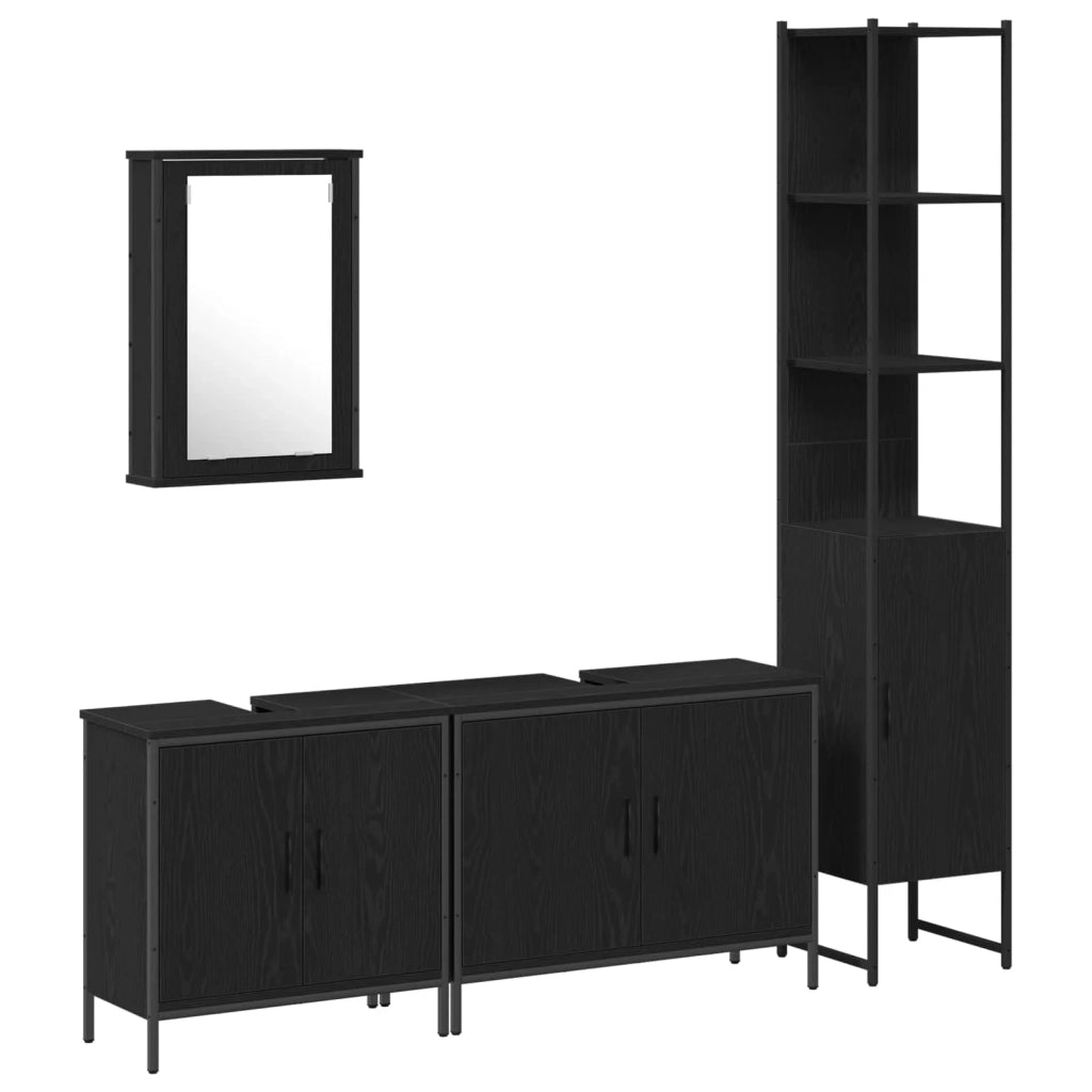 Set di mobili per il bagno 4 pcs Nero Legno multistrato 3334425
