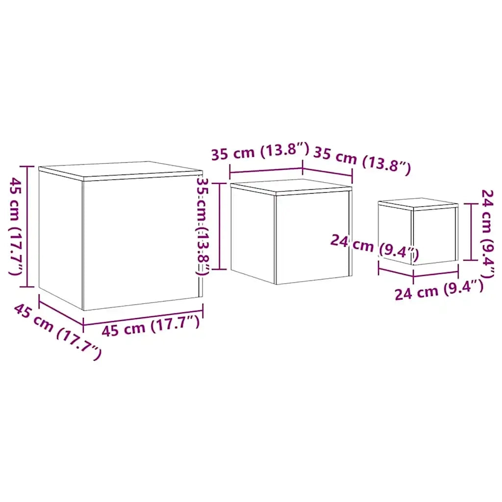 Tavolini di Servizio 3 pz Neri in Truciolato 808586