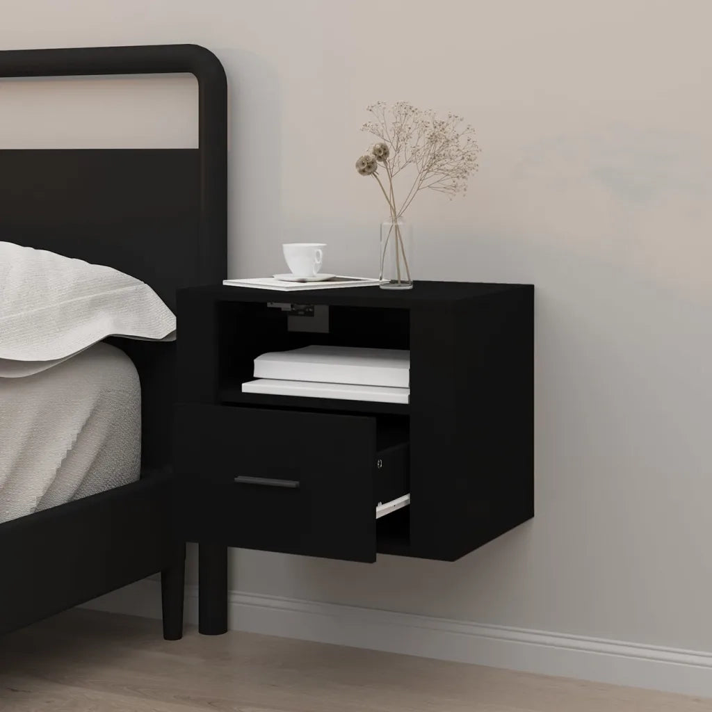 Comodino a Muro Nero 50x36x40 cm 816882