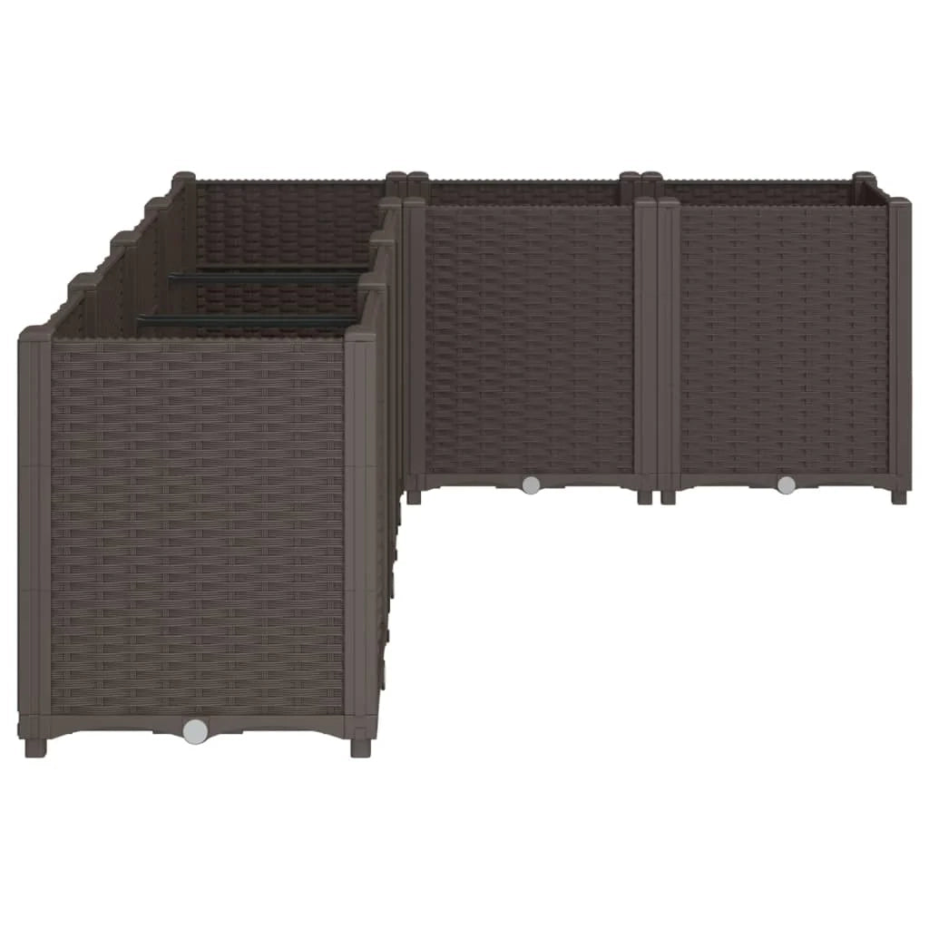 Fioriera rialzata per piante fiori terrazza giardino 160 x 120 x 53 cm polipropilene marrone 02_0037455