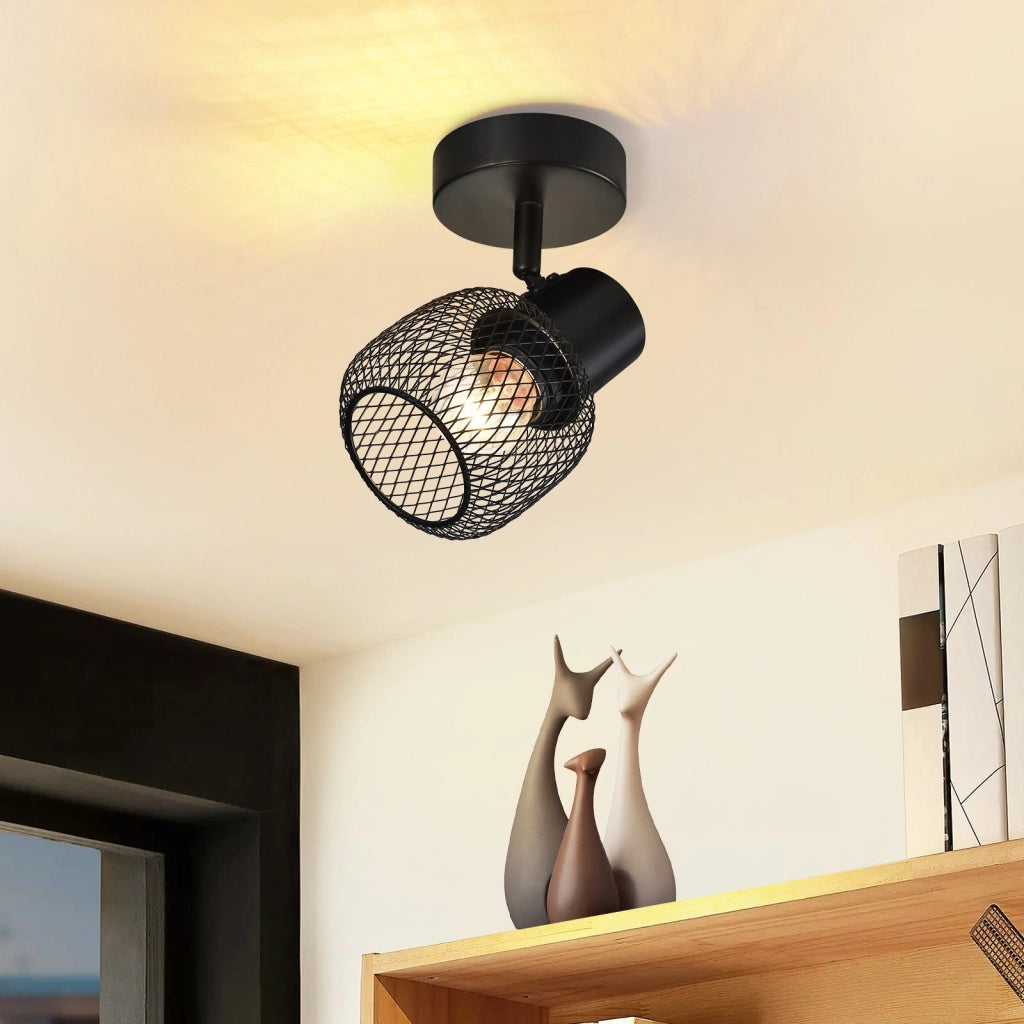 ZMH Faretto da soffitto neri retrò metallo girevoli 330° 40W per cucina cameretta soggiorno camera letto