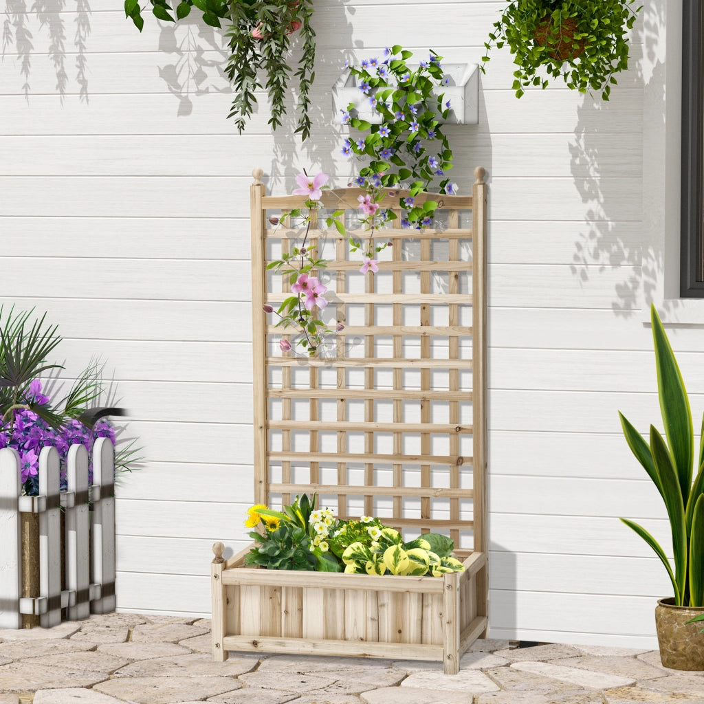 Hochbeet Pflanzkasten con Griglia per Rampicanti ¨C zephmum ¨C Legno Naturale 64x28x120 cm