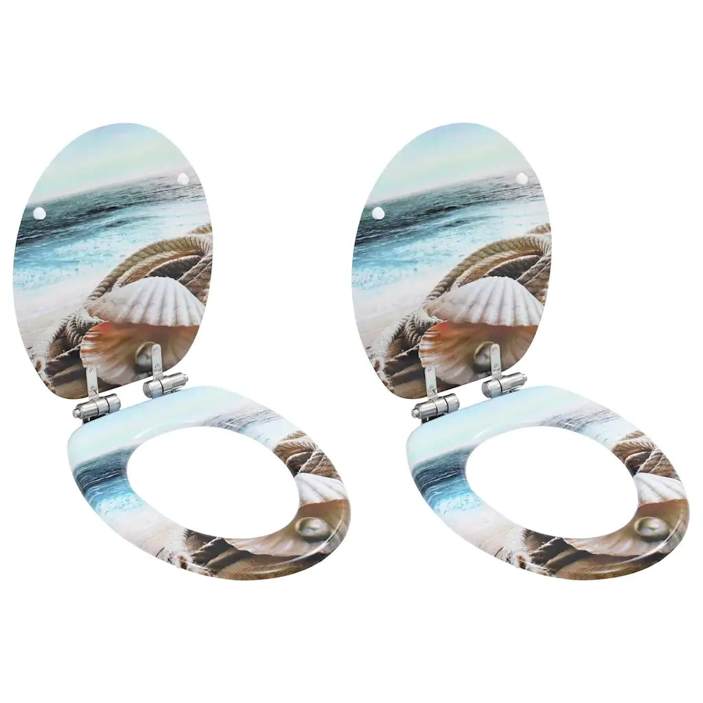 Copriwater 2 pz Chiusura Ammortizzata in MDF Design Conchiglie cod mxl 69198
