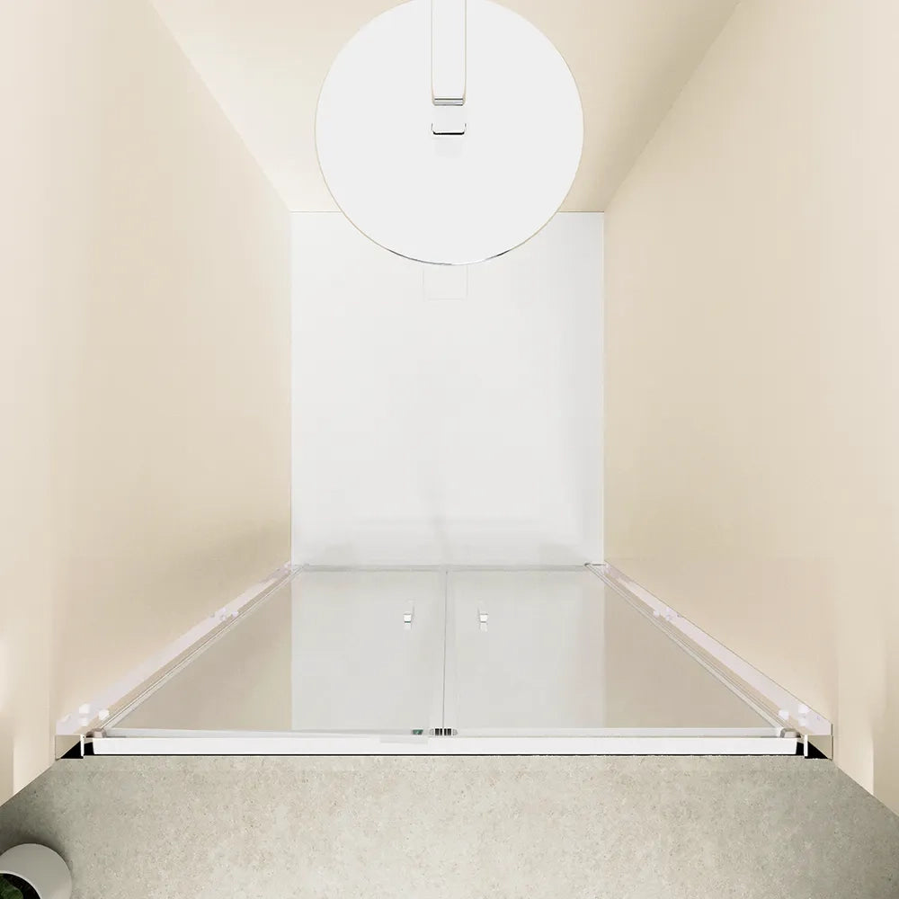 Porta doccia 90cm con apertura saloon profili slim cromati vetro 6mm trasparente h190 | Portofino