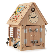 Casetta sensoriale per bambini in legno-Casetta giocattolo piccola con giochi sensoriali e vano interno