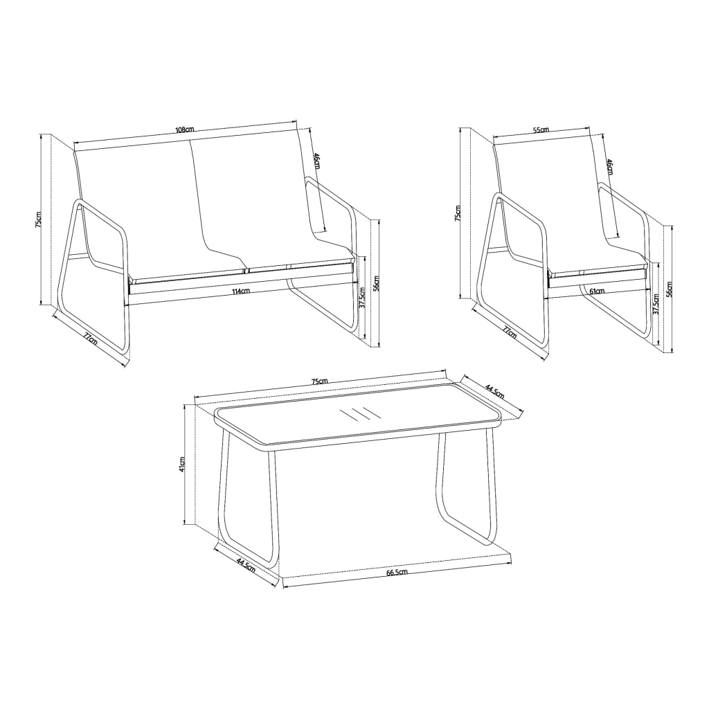 Set di mobili da giardino 4 pezzi acciaio grigio 03_0009420