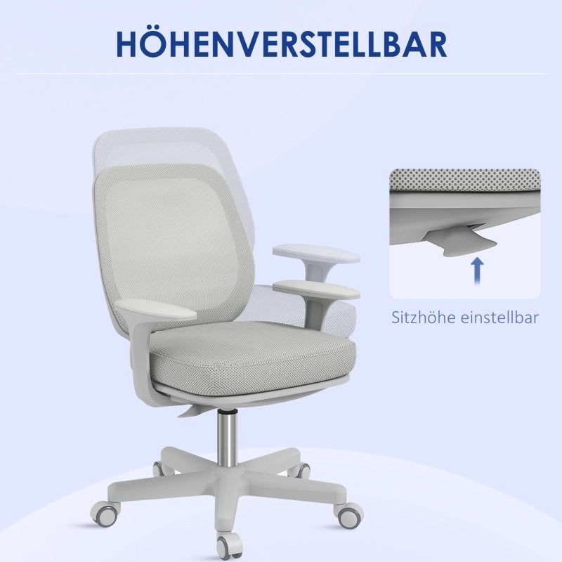 Sedia da ufficio ergonomica girevole e regolabile in altezza con schienale in rete e ruote bloccabili in poliestere grigio