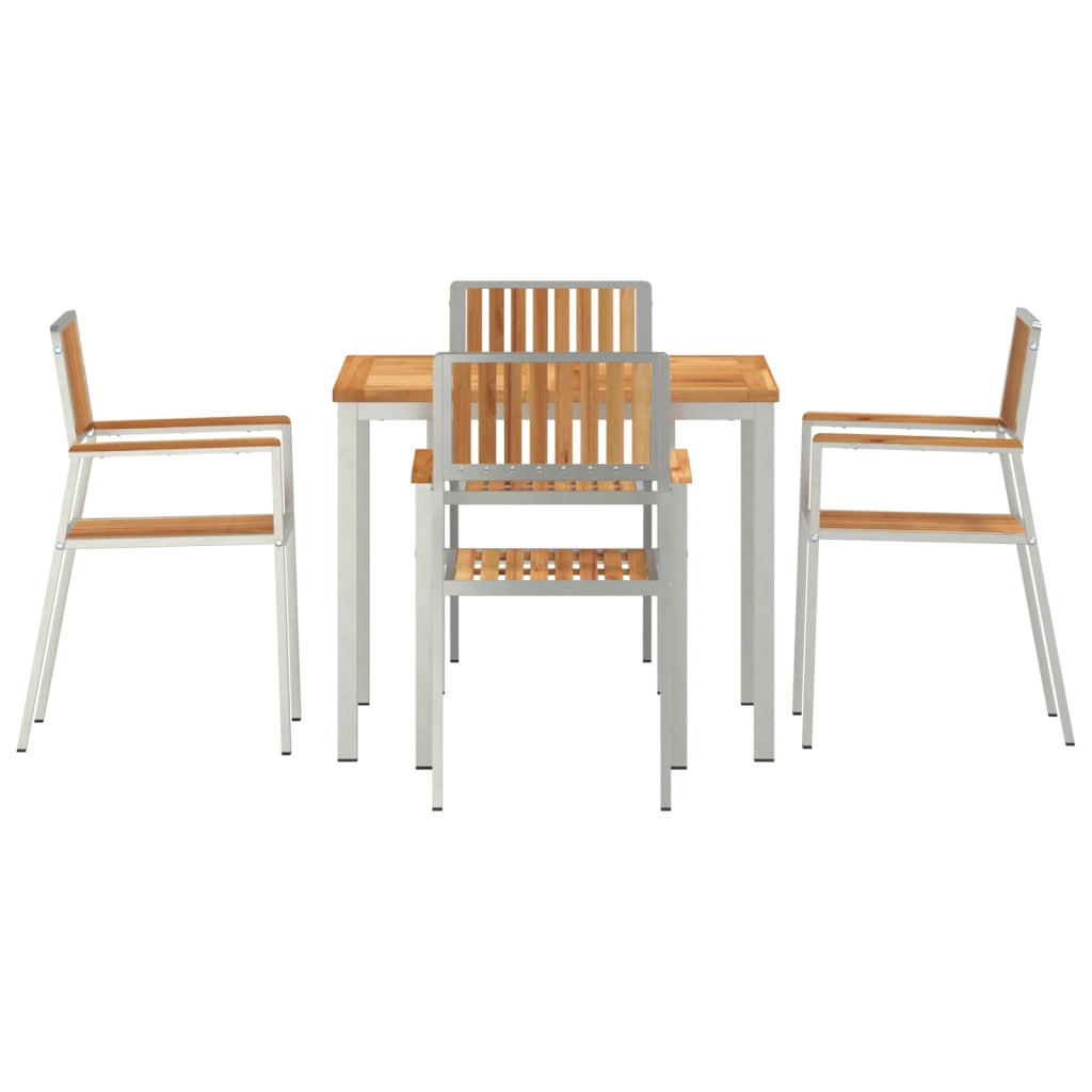 Set da Pranzo da Giardino  5 Pezzi in Legno Massello di Teak