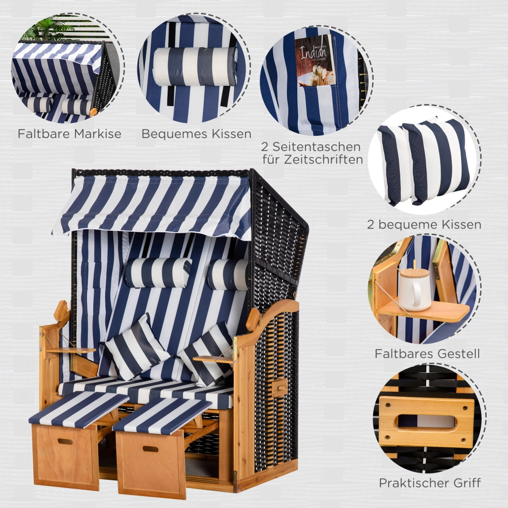 Strandkorb doppia con tetto e tavolino ¨C zephmum ¨C Blu