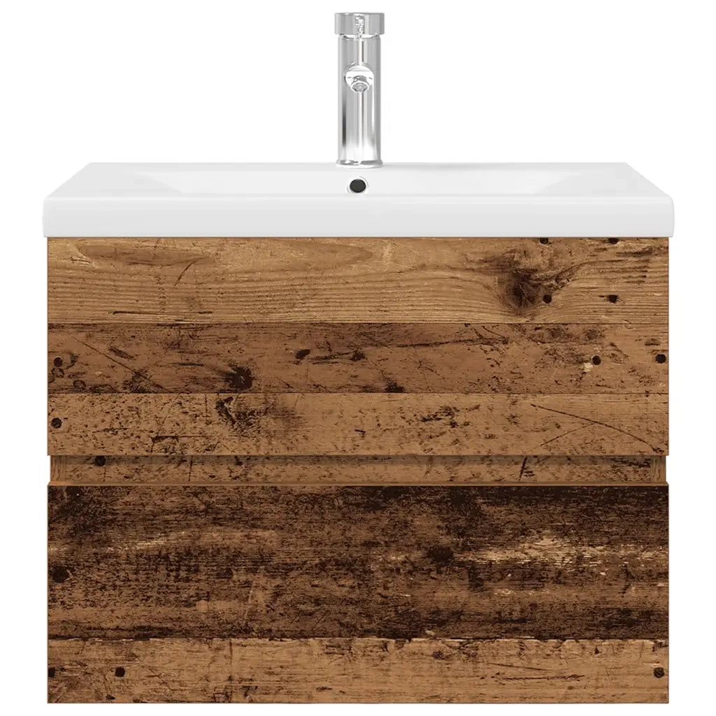 Mobile da Bagno con Lavabo Integrato e Rubinetto-Armadietto da bagno con Lavandino Legno Antico 872929