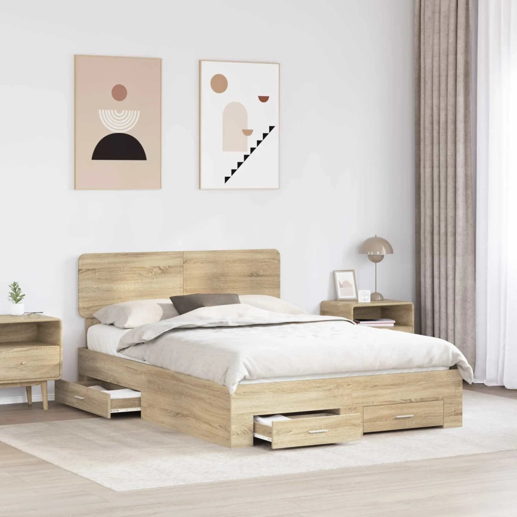Struttura del letto con testiera Rovere Sonoma 140 x 190 cm 3412375