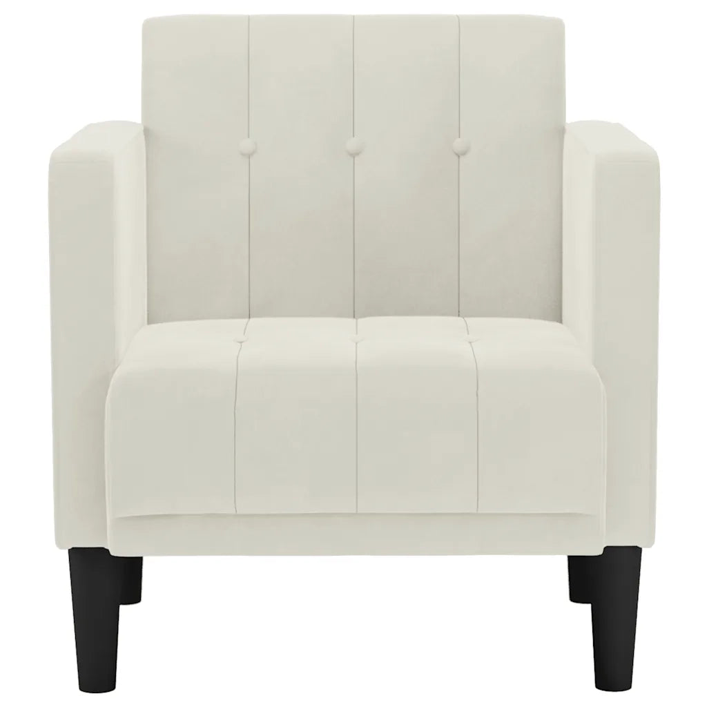 Divano Sedia con Braccioli-Poltrona-Sofa Relax Crema 53 cm in Velluto