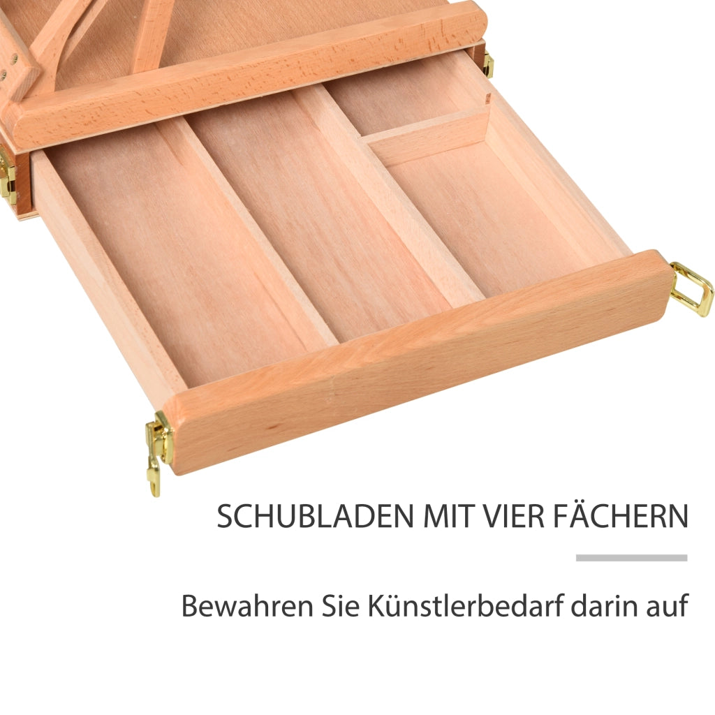 Tavolo da Pittura ¨C Zephmum ¨C Legno Naturale Pieghevole con Cassetto
