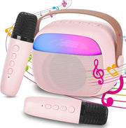 Parlante Bluetooth Portatile per Karaoke - 2 Microfoni - Luci - Feste di Compleanno - Regali per Bambini - Feste di Famiglia in Casa