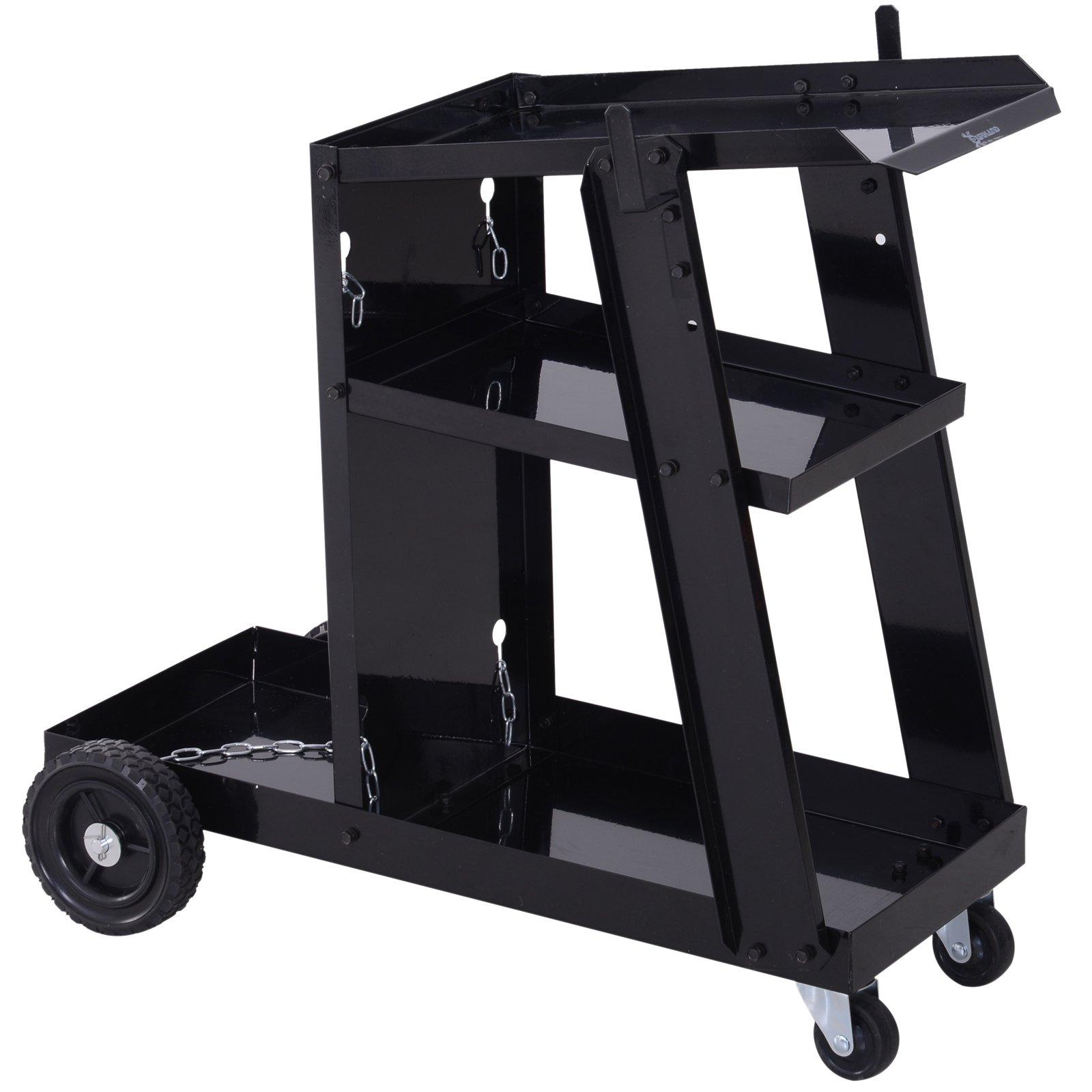 Carrello Porta Utensili Attrezzi a 3 Ripiani 4 Ruote Max 50kg Nero 71x70x39 cm
