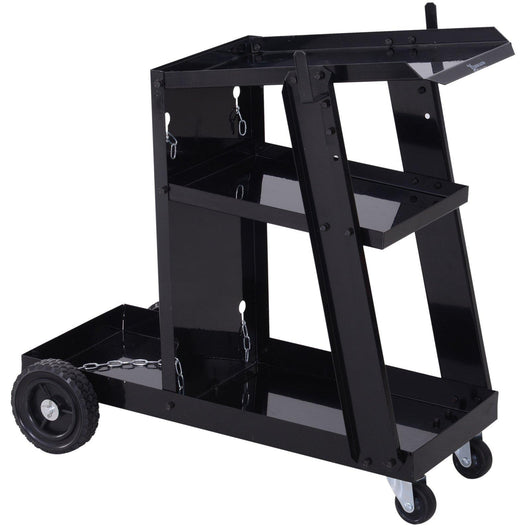 Carrello Porta Utensili Attrezzi a 3 Ripiani 4 Ruote Max 50kg Nero 71x70x39 cm