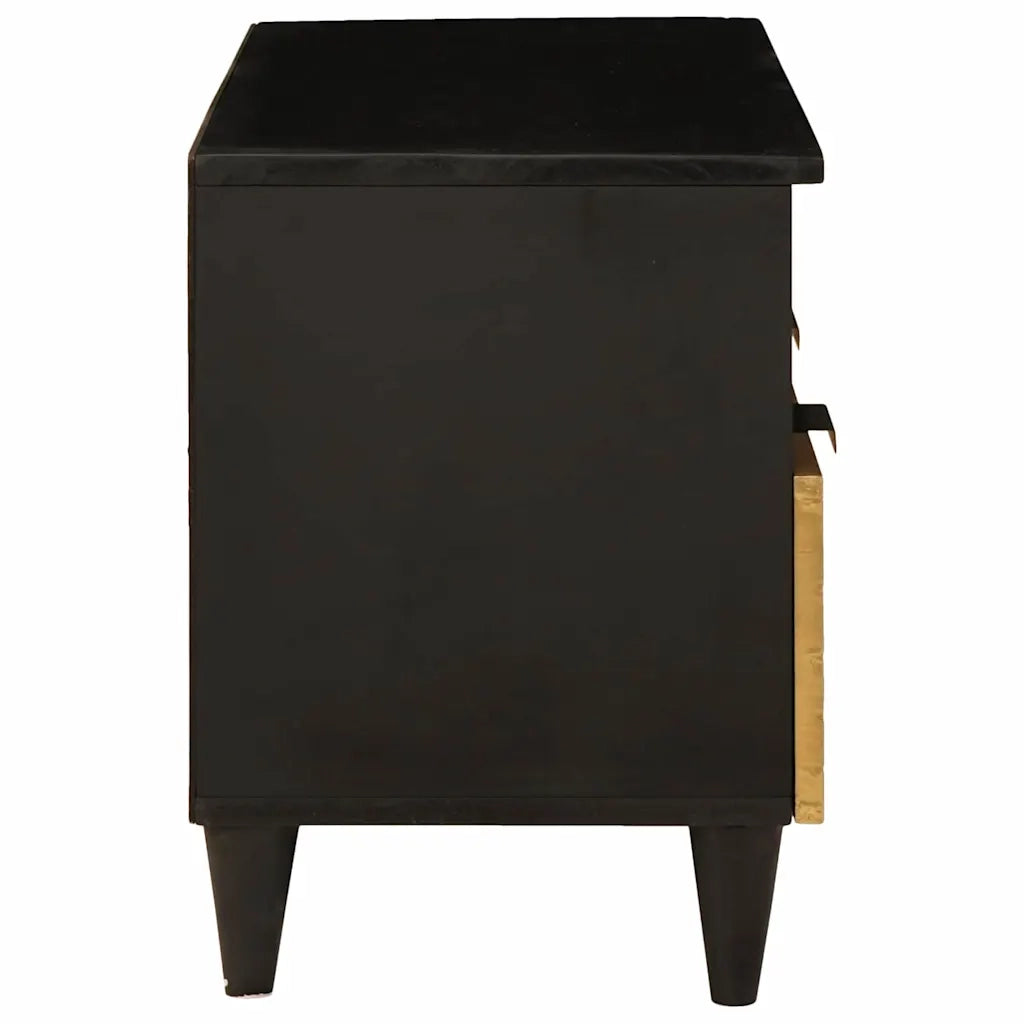 vidaXL Mobile TV Nero e Oro 70 x 33 x 46 cm legno massello di mango