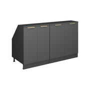 Mobile cucina sottotetto R-Line Antracite-oro/Antracite 140 cm Set di 2 carcasse armadio profondità 60 cm Vicco