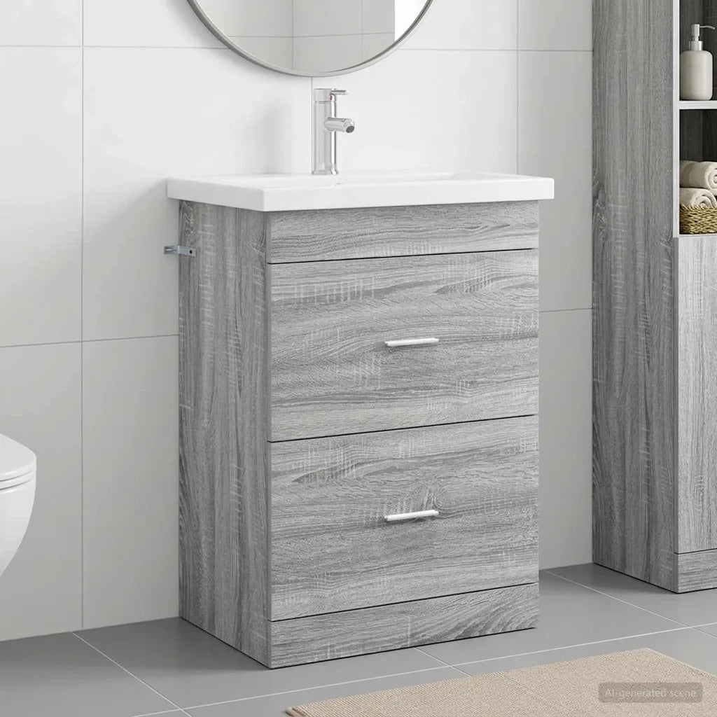 Set di mobili per il bagno Sonoma grigio 61 x 40 x 84,5 cm 3404371