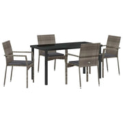 Set da Pranzo per Giardino con cuscino 5 pz | Set Salotto da Giardino Grigio polyrattan