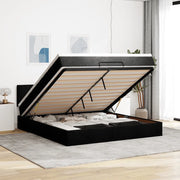 Pouf Letto con Materasso e LED Nero 180x200cm Tessuto