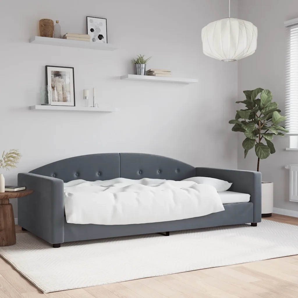 Letto da Giorno Grigio Scuro 100x200 cm in Velluto 354144