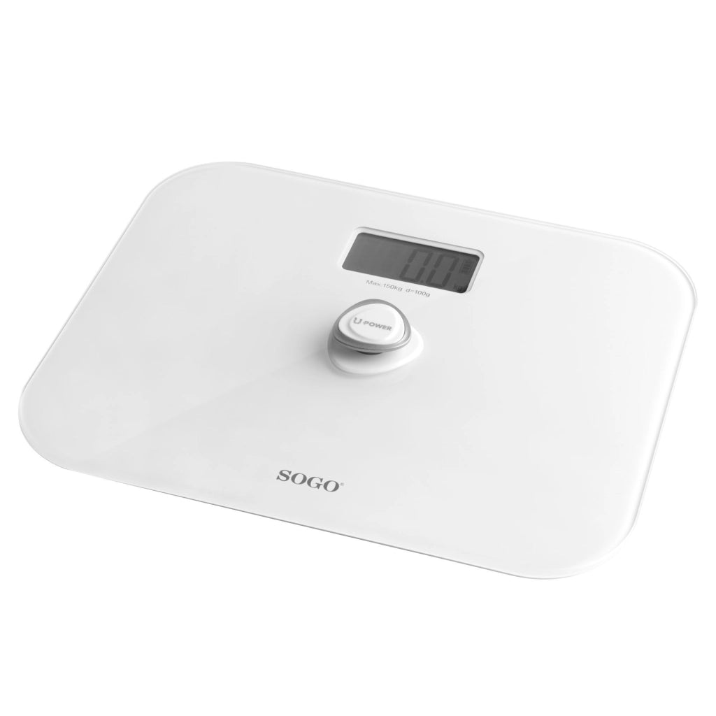 Bilancia pesapersone digitale senza batterie, tecnologia autoricaricabile, display LCD 150kg bagno - SOGO