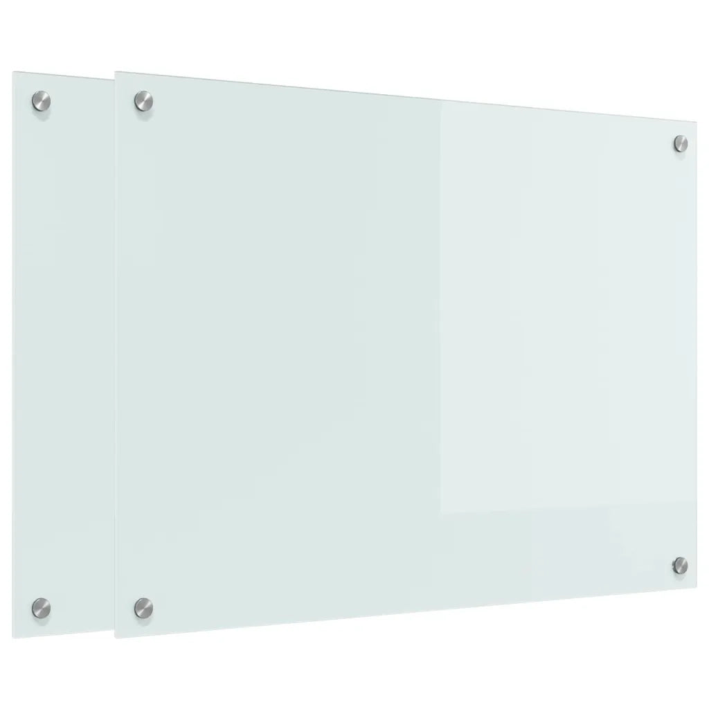 Schienale da cucina 2 pcs Bianco 80 x 60 cm vetro temperato